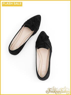 Pointed Toe Flats Memory Foam Slip On Office Work Shoes with Knot Detail